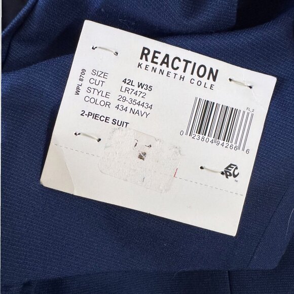 Kenneth Cole Reaction Ready Flex Navy Suit Jacket 42L Stretch Blazer - Picture 9 of 12